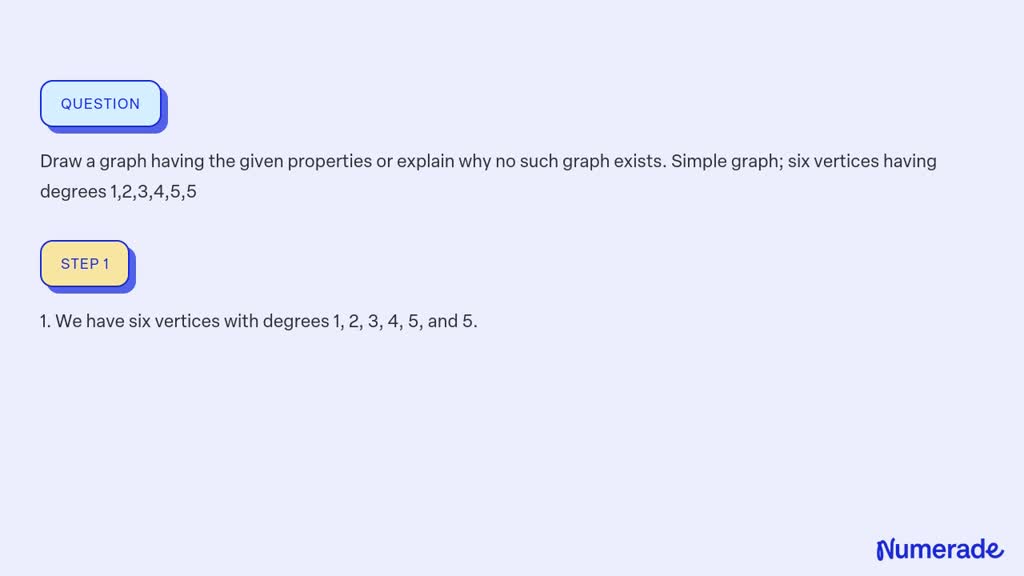 ⏩SOLVED:Draw a graph having the given properties or explain why no ...