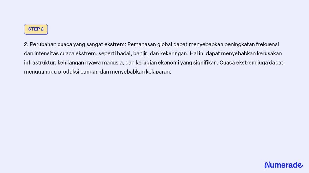 SOLVED: Dampak Negatif Dari Pemanasan Global Adalah. A Terjadinya ...