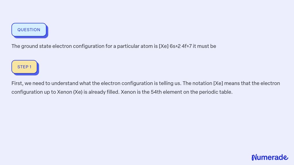 SOLVED: The ground state electron configuration for a particular atom ...