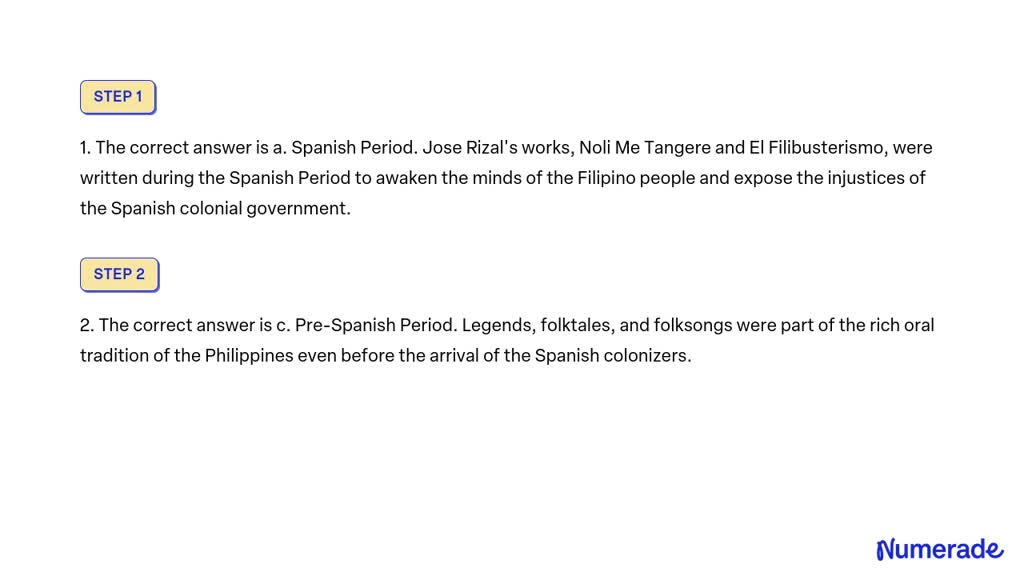 SOLVED: During this period, Jose Rizal's works such as Noli Me Tangere ...