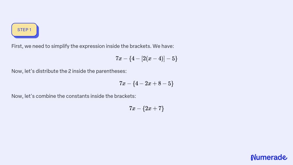 simplify the difference (- 7x 5x 4 5 7x 4 5 9x