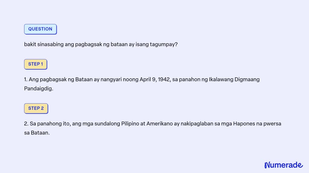 SOLVED: Bakit Sinasabing Ang Pagbagsak Ng Bataan Ay Isang Tagumpay?