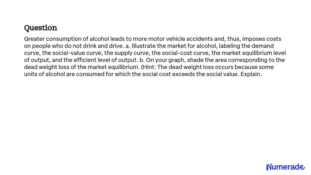 SOLVED:Greater consumption of alcohol leads to more motor vehicle ...