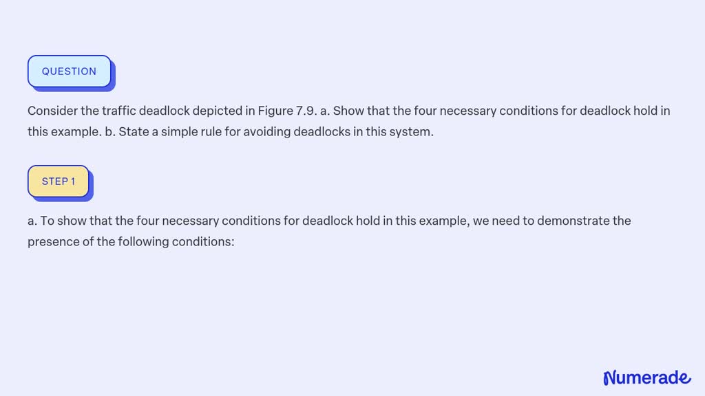 SOLVED:Consider The Traffic Deadlock Depicted In Figure 7.9. A. Show ...