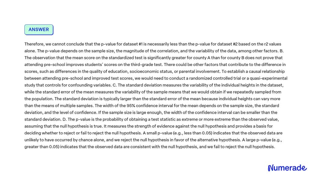 Video Solution: A. Dataset #1 Has Height And Weight Measurements For 