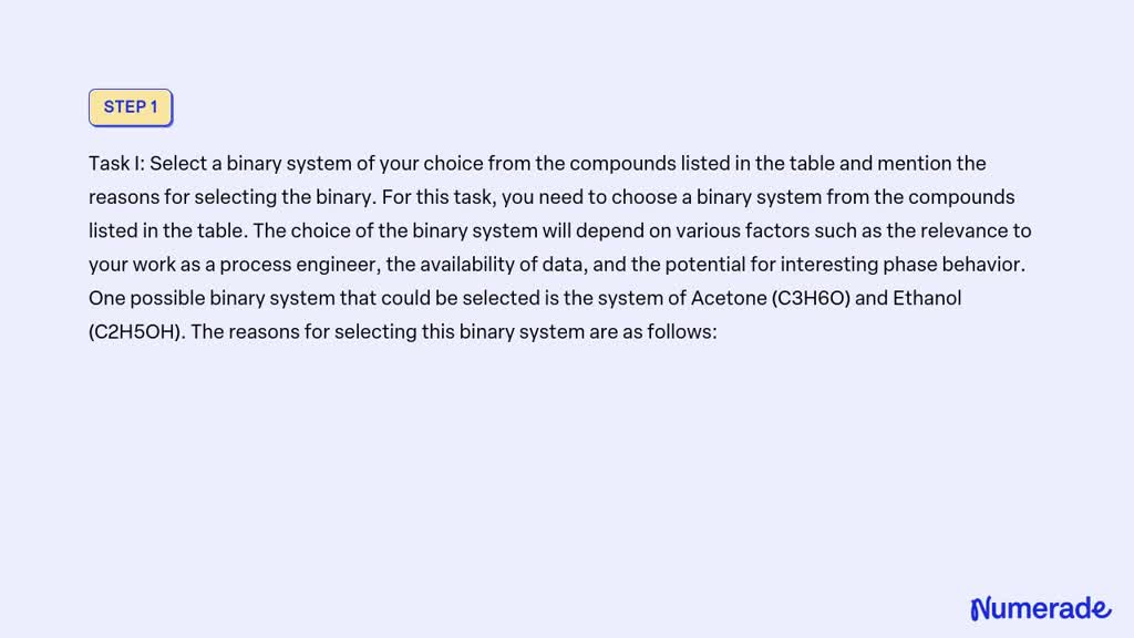 SOLVED: As a process engineer working with numerous chemicals, one of ...