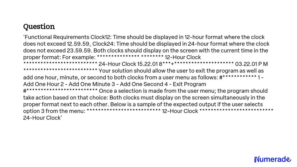 measures time using a 12 hour and a 24 hour clock module