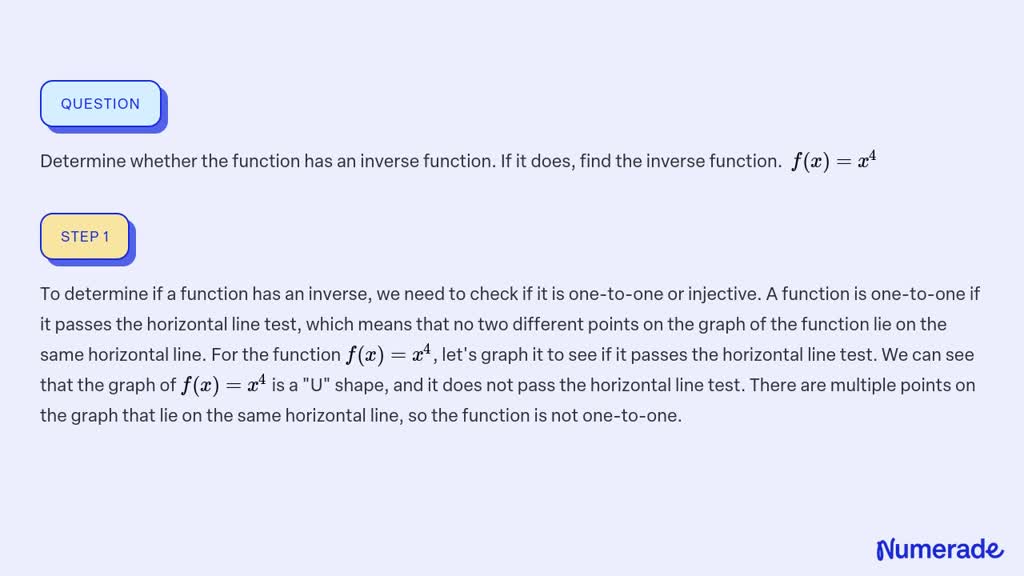 Solved Determine Whether The Function Has An Inverse Function If It