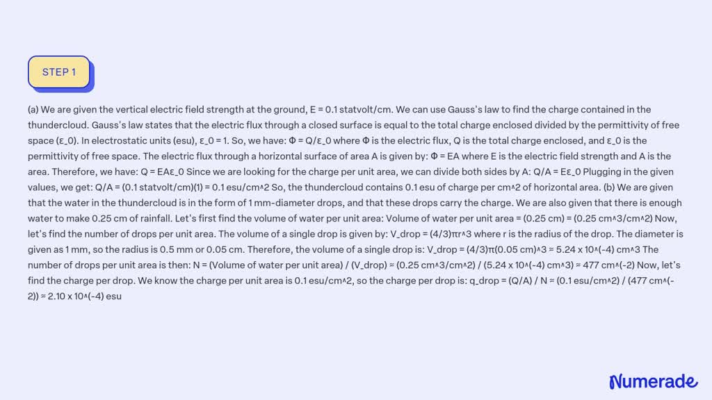 SOLVED:The passage of a thundercloud overhead caused the vertical ...