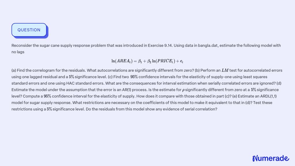 SOLVED:Reconsider the sugar cane supply response problem that was ...