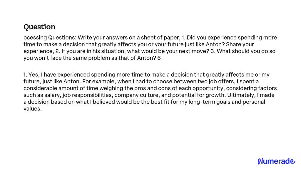 SOLVED: Processing Questions: Write your answers on a sheet of paper. 1 ...