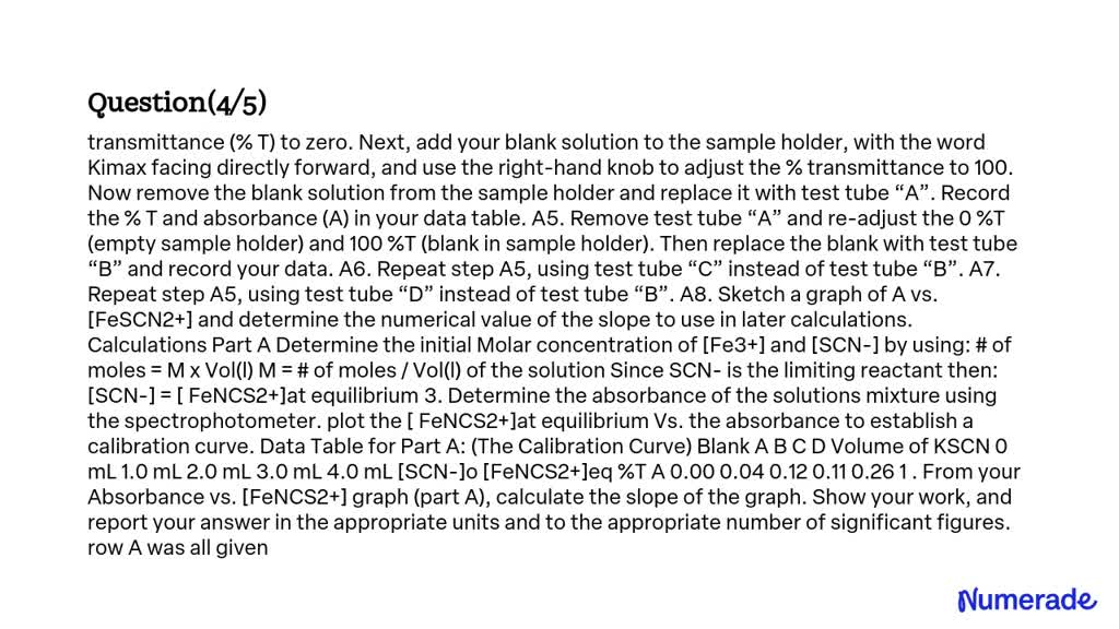 Solved Introduction In This Lab You Will Measure The Equilibrium Constant For The Following