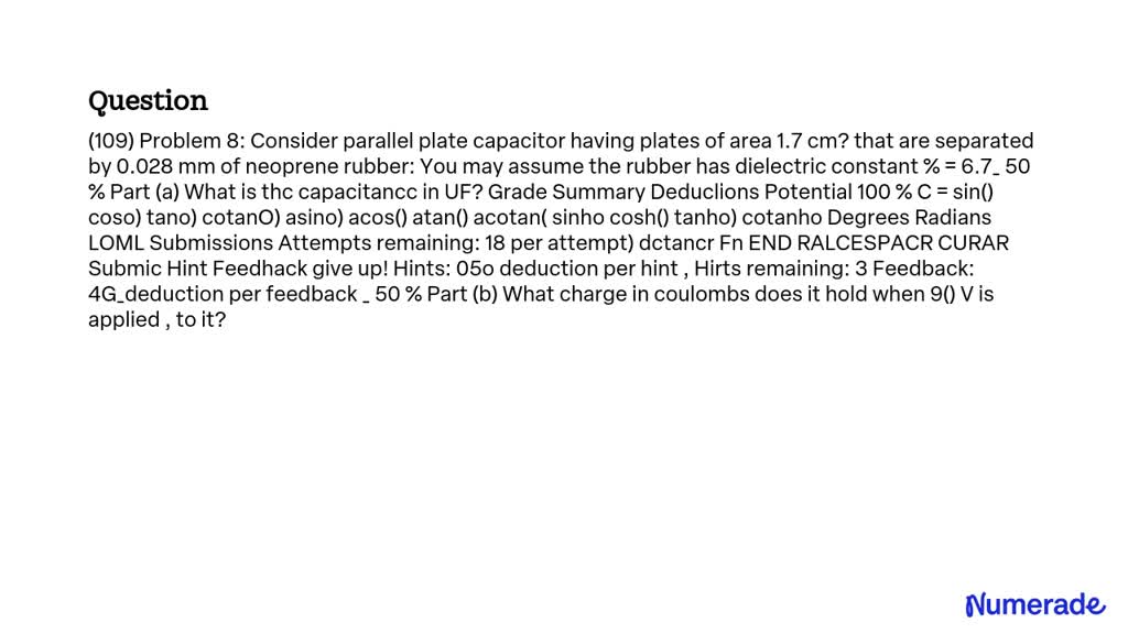 SOLVED: Problem 8: Consider a parallel plate capacitor having plates of ...