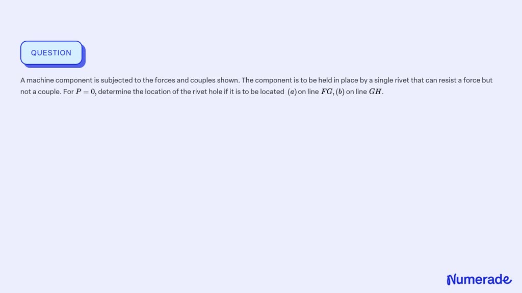 SOLVED: A machine component is subjected to the forces and couples ...