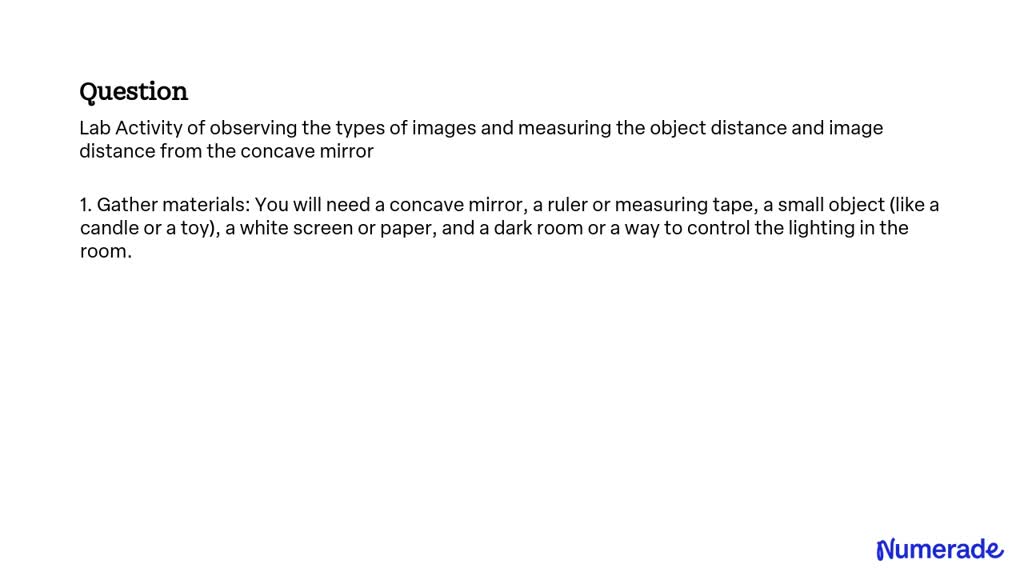 SOLVED: Lab Activity of observing the types of images and measuring the ...