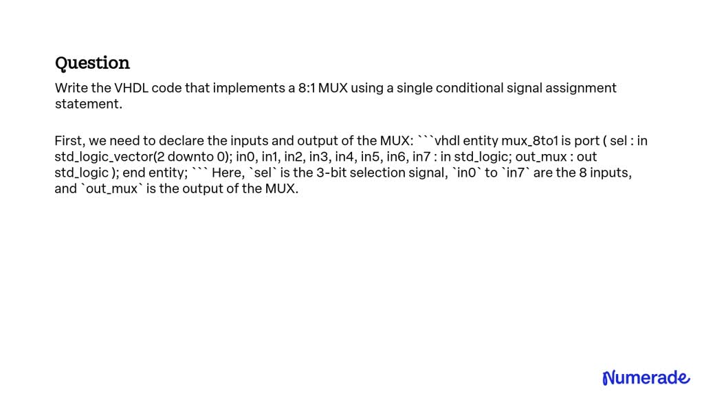 conditional signal assignment statement in vhdl