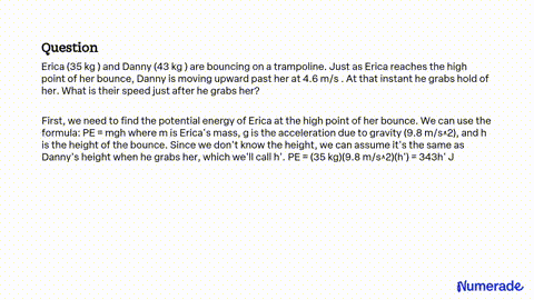 Solved Erica (39 kg) and Danny (45 kg) are bouncing on a