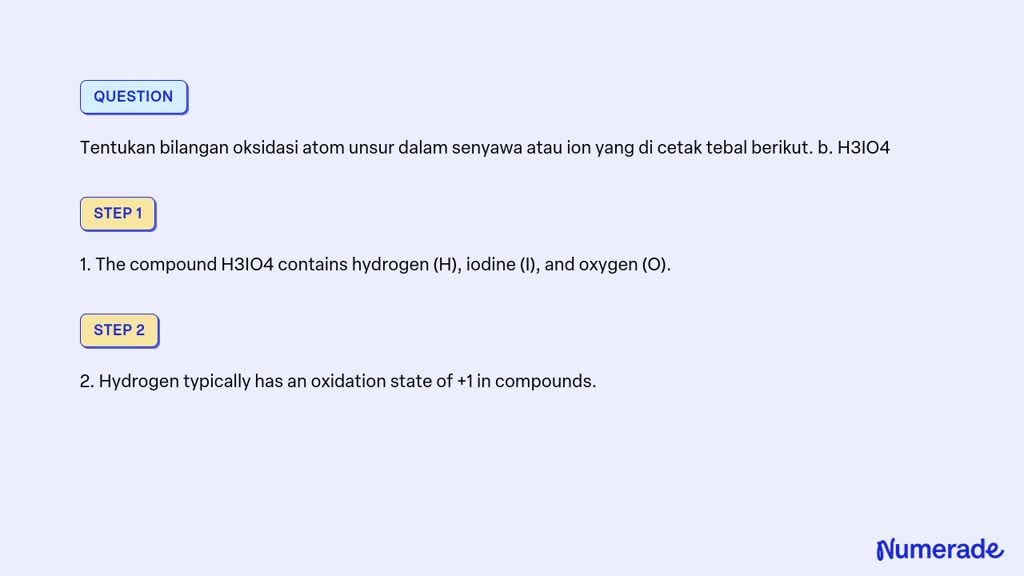 SOLVED: Tentukan Bilangan Oksidasi Atom Unsur Dalam Senyawa Atau Ion ...