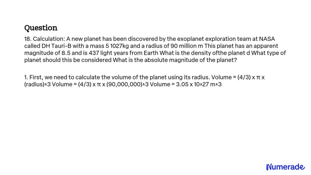 SOLVED: A New Planet Has Been Discovered By The Exoplanet Exploration ...