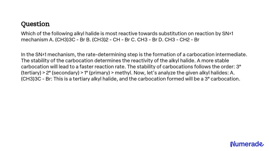 SOLVED: Which of the following alkyl halide is most reactive towards ...