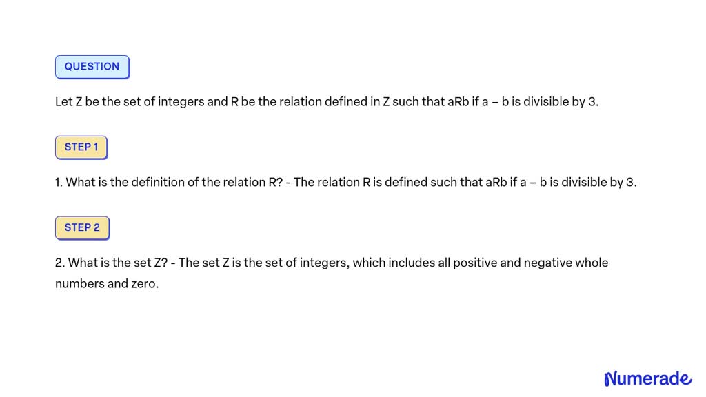 Solved Let Z Be The Set Of Integers And R Be The Relation Defined In Z