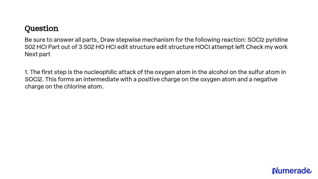 SOLVED: Draw a stepwise mechanism for the following reaction: SOCl2 ...