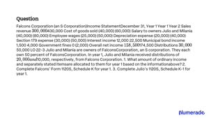 Julio and Milania are owners of Falcons Corporation