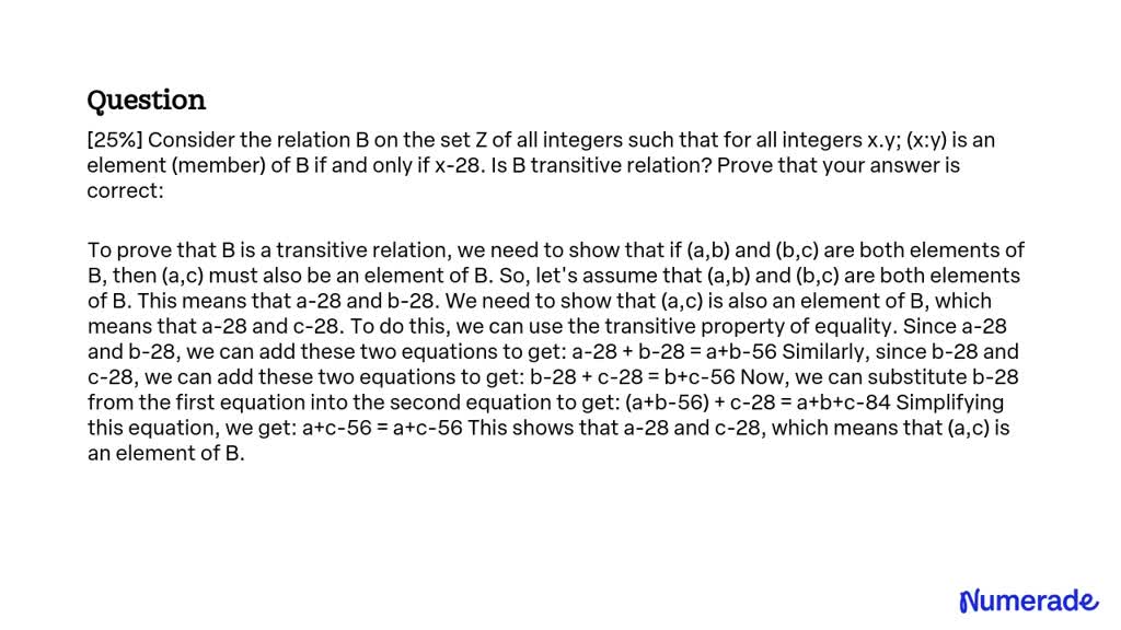 Video Solution: [25%] Consider The Relation B On The Set Z Of All 