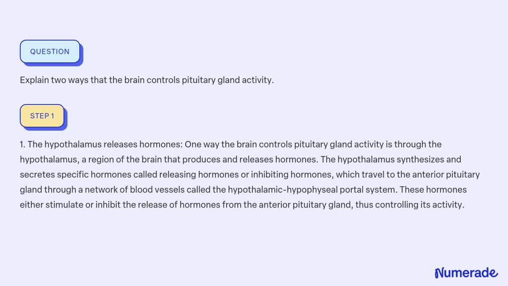 SOLVED:Explain two ways that the brain controls pituitary gland activity.