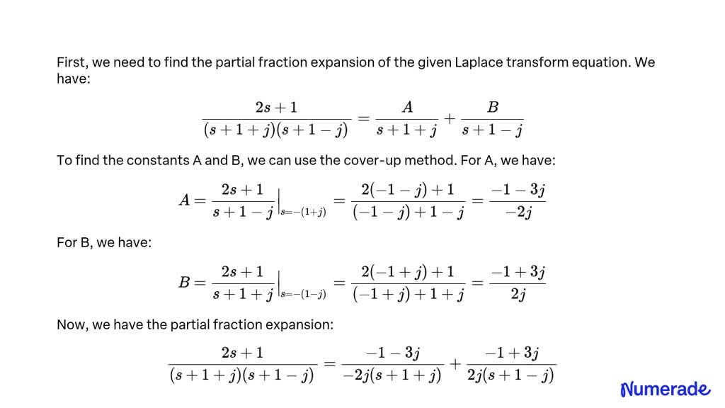 SOLVED: Expand the following equation of Laplace transform in terms of ...