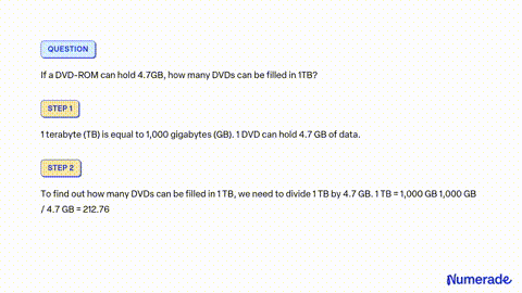 SOLVED If a DVD can store 4.7 gigabytes GB of data and a