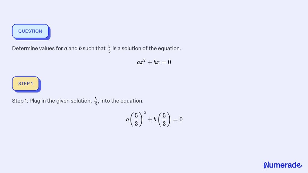 Solved Determine Values For A And B Such That 5 3 Is A Solution Of