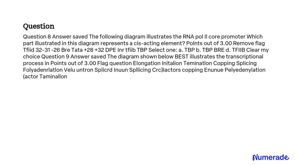 Solved The Following Diagram Illustrates The Rna Pol Ii Core Promoter Which Part Illustrated