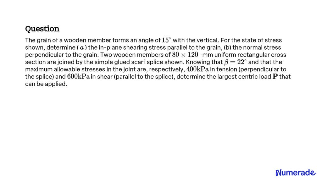 SOLVED:The grain of a wooden member forms an angle of 15^∘ with the ...