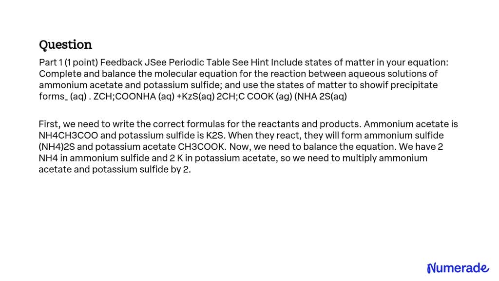 Solved Text Part 1 1 Point Feedback See Periodic Table See Hint Include States Of Matter In