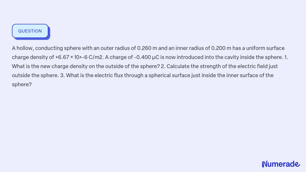 Video Solution: A Hollow, Conducting Sphere With An Outer Radius Of 0. 