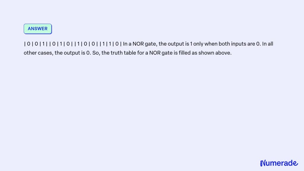 SOLVED: NOR Gate Chip (7402) The NOR gate schematic symbol is shown in ...