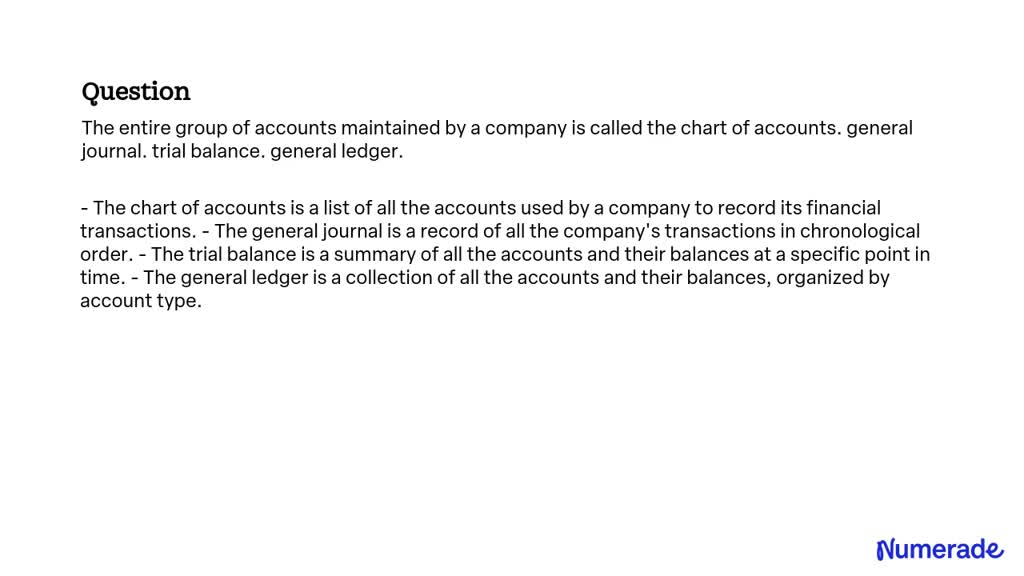 SOLVED: The Entire Group Of Accounts Maintained By A Company Is Called ...