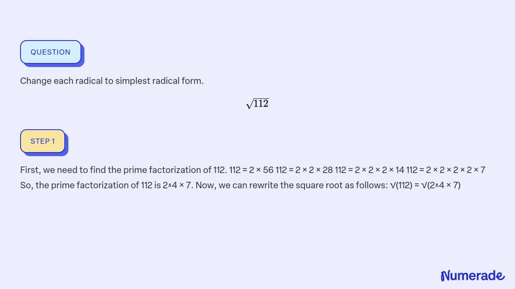 simplest radical form of 112