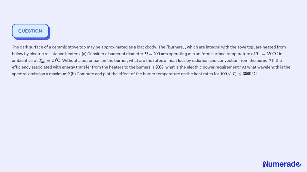 The dark surface of a ceramic stove top may be approximated as a ...