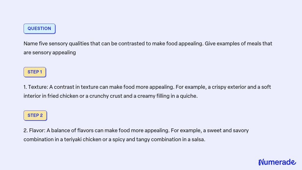 solved-name-five-sensory-qualities-that-can-be-contrasted-to-make-food