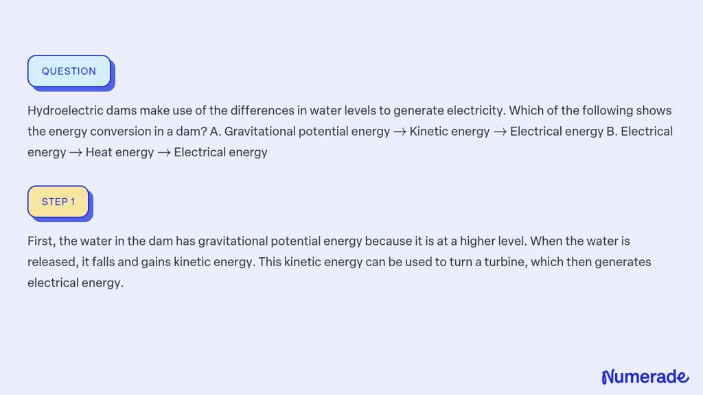 SOLVED:Hydroelectric dams make use of the differences in water levels ...