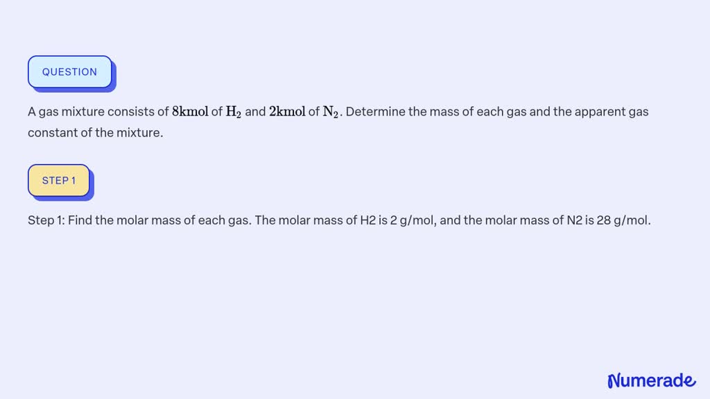 Solved A Gas Mixture Consists Of 8 Kmol Of H2 And 2 Kmol Of N2