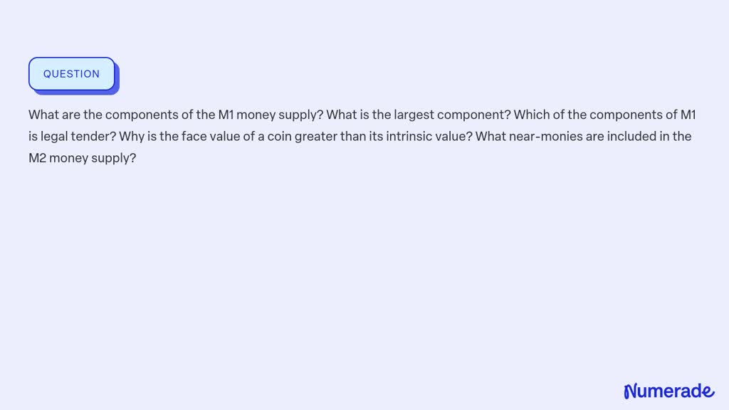 SOLVED What Are The Components Of The M1 Money Supply What Is The 