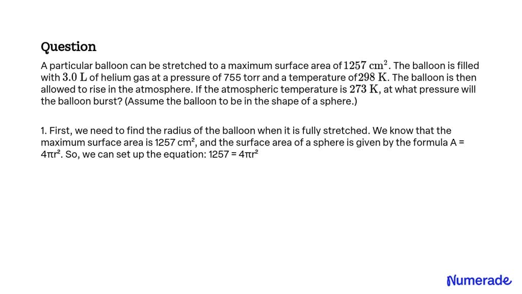 Solved:a Particular Balloon Can Be Stretched To A Maximum Surface Area 