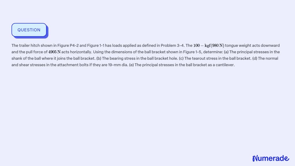 SOLVED: The trailer hitch shown in Figure P4-2 and Figure 1-1 has loads ...