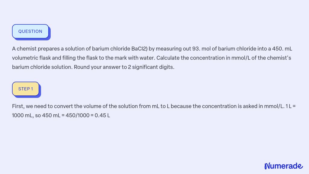 Video Solution: A Chemist Prepares A Solution Of Barium Chloride Baci2 