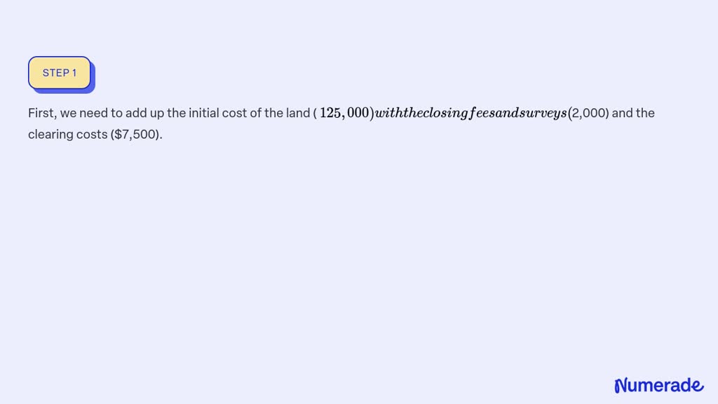 SOLVED:On January 1, Duane Company purchases land at a cost of 125,000 ...