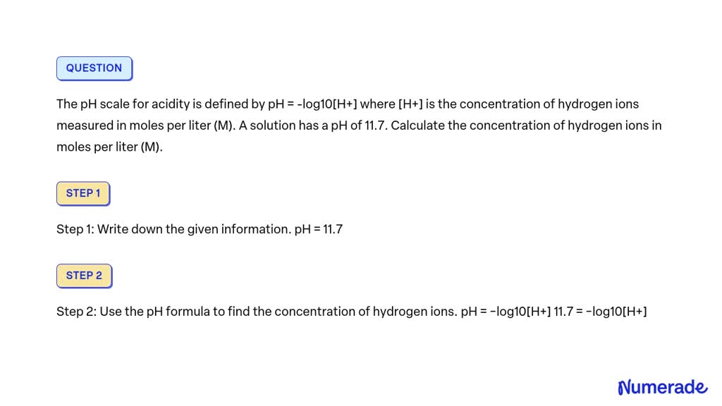 Solved The Ph Scale For Acidity Is Defined By Ph Log10 H Where H Is The Concentration 9709