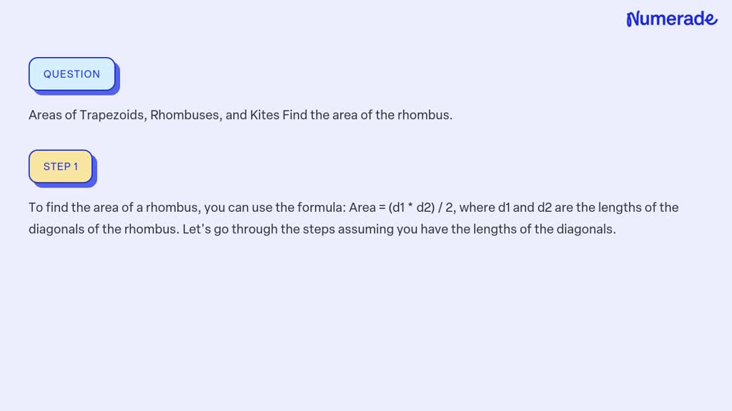 Solved: Areas Of Trapezoids, Rhombuses, And Kites Find The Area Of The 